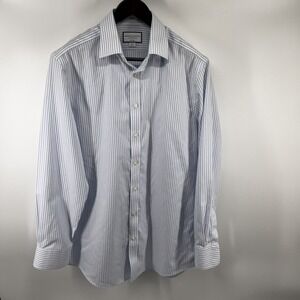 Charles Tyrwhitt Sz 16.5 - 35 SLIM FIT Non Iron Dress Shirt Blue White